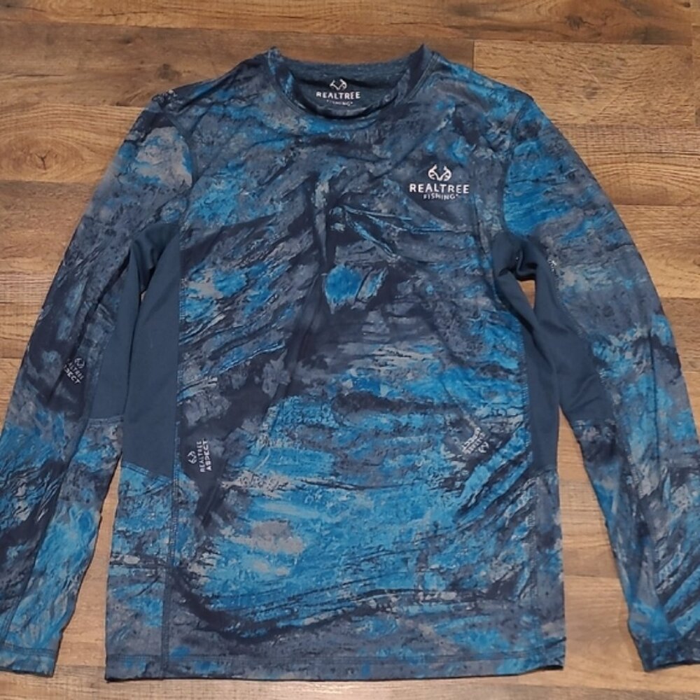 Mens Realtree Long Sleeve Fishing Shirt - Blue Camo Sz. Small